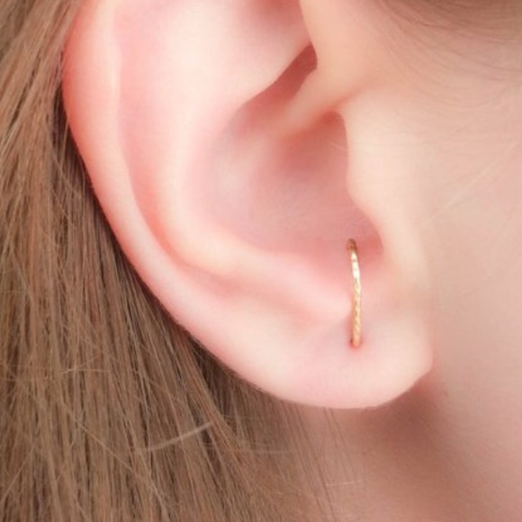 925/14K Textured Ear Suspender Stud Earrings - Picture 2 of 5